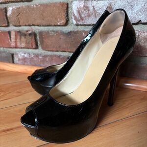 Black Platform Peep toe Heel 6